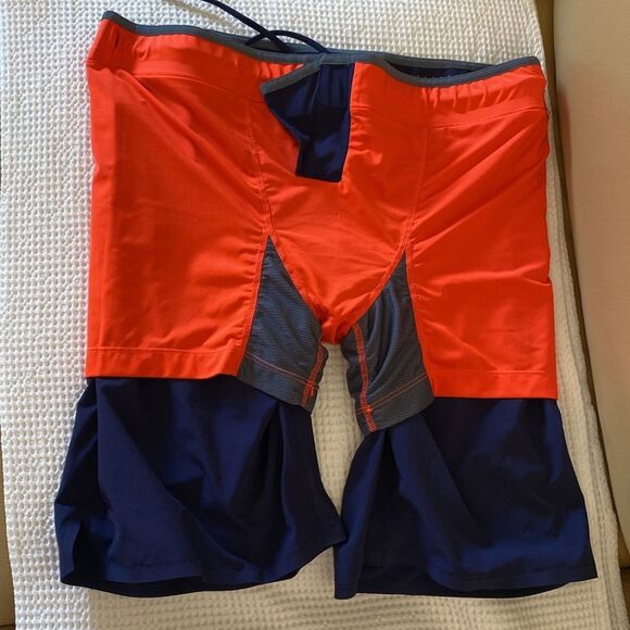 NWOT Speedo Navy Swim Shorts with Orange Accents - Picture 6 of 6